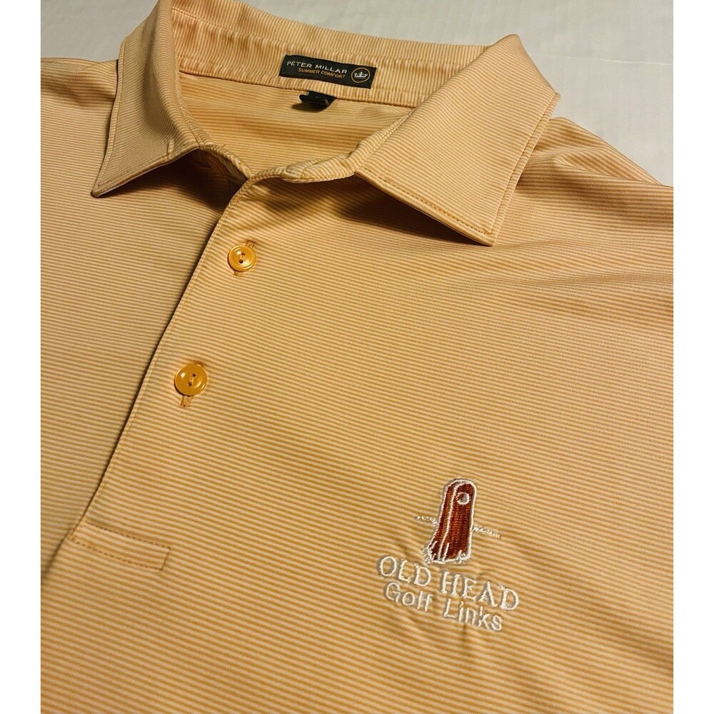 Peter Millar Summer Comfort Old Head Golf Links Ireland Striped Polo Shirt XL